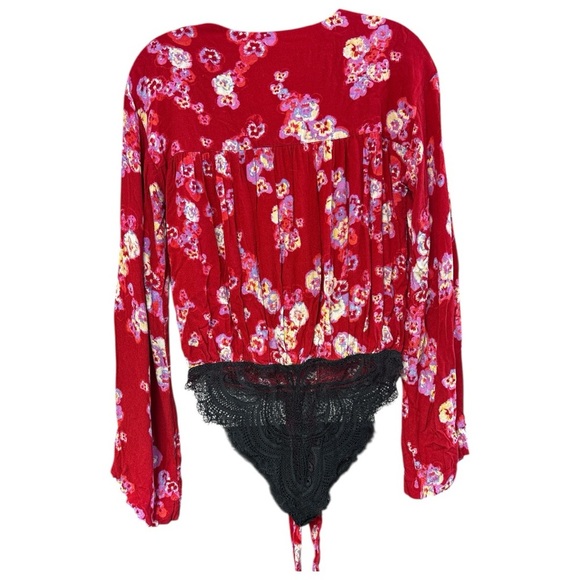 Free People Red Floral Bodysuit - Picture 5 of 5